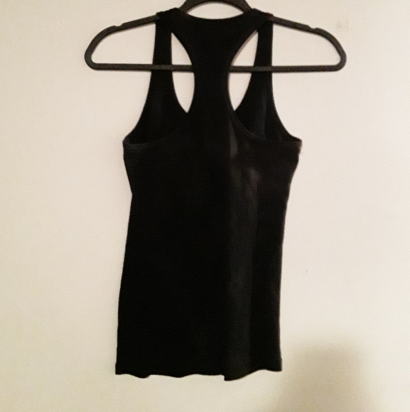 Bebe Womens Large Black Sporty Tank Top "Tough Love Bebe" in Silver Shiny Print - Picture 5 of 8